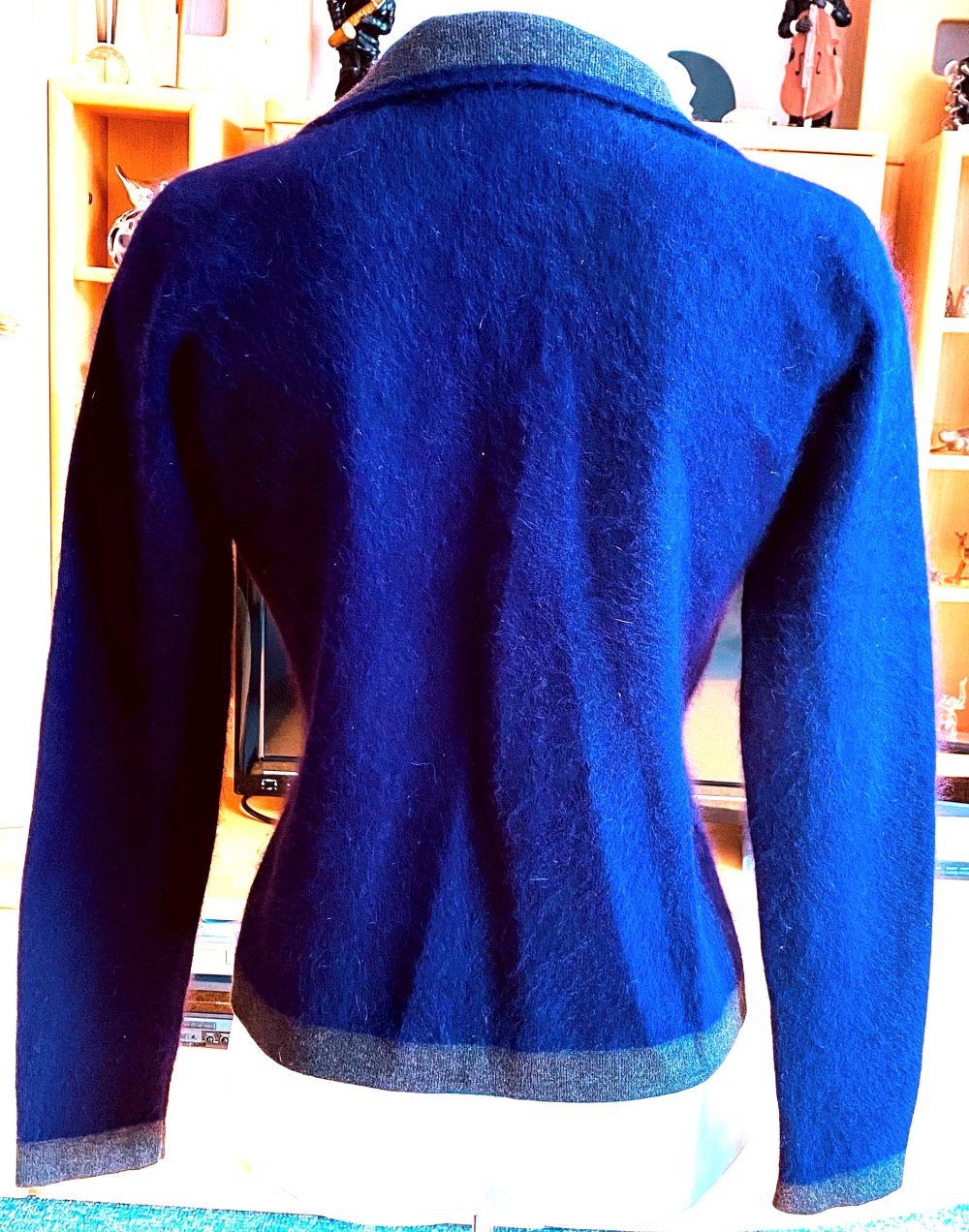 Damen Jacke Strickjacke aus Angora-Mix Gr.XS in Violett/Grau von Turnover NW 