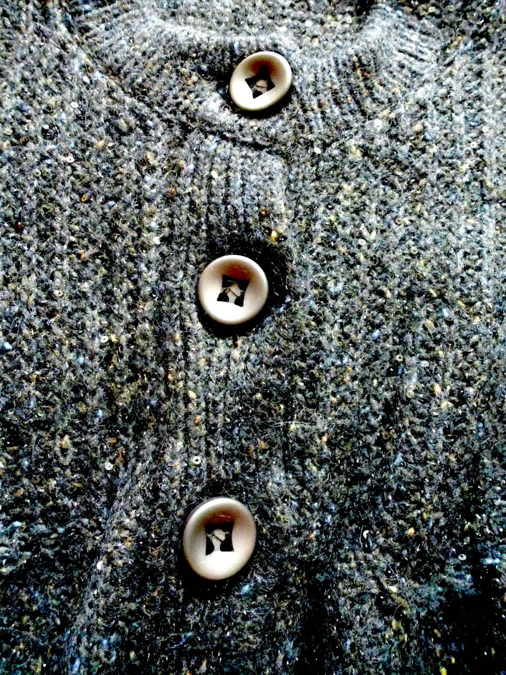 Damen Jacke Strickjacke mit Pailletten Gr.36 Schwarz/Braun Sem Per Lei 