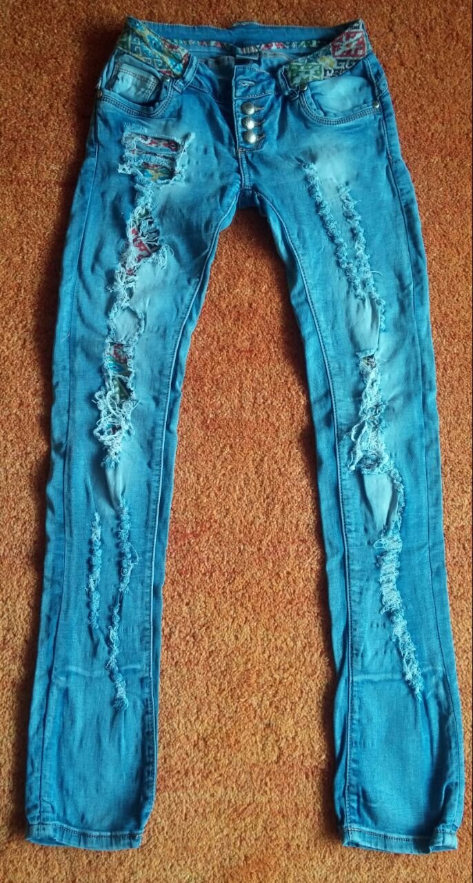 Damen Jeans Hose Stretch Gr.S in Blau verwaschener Optik