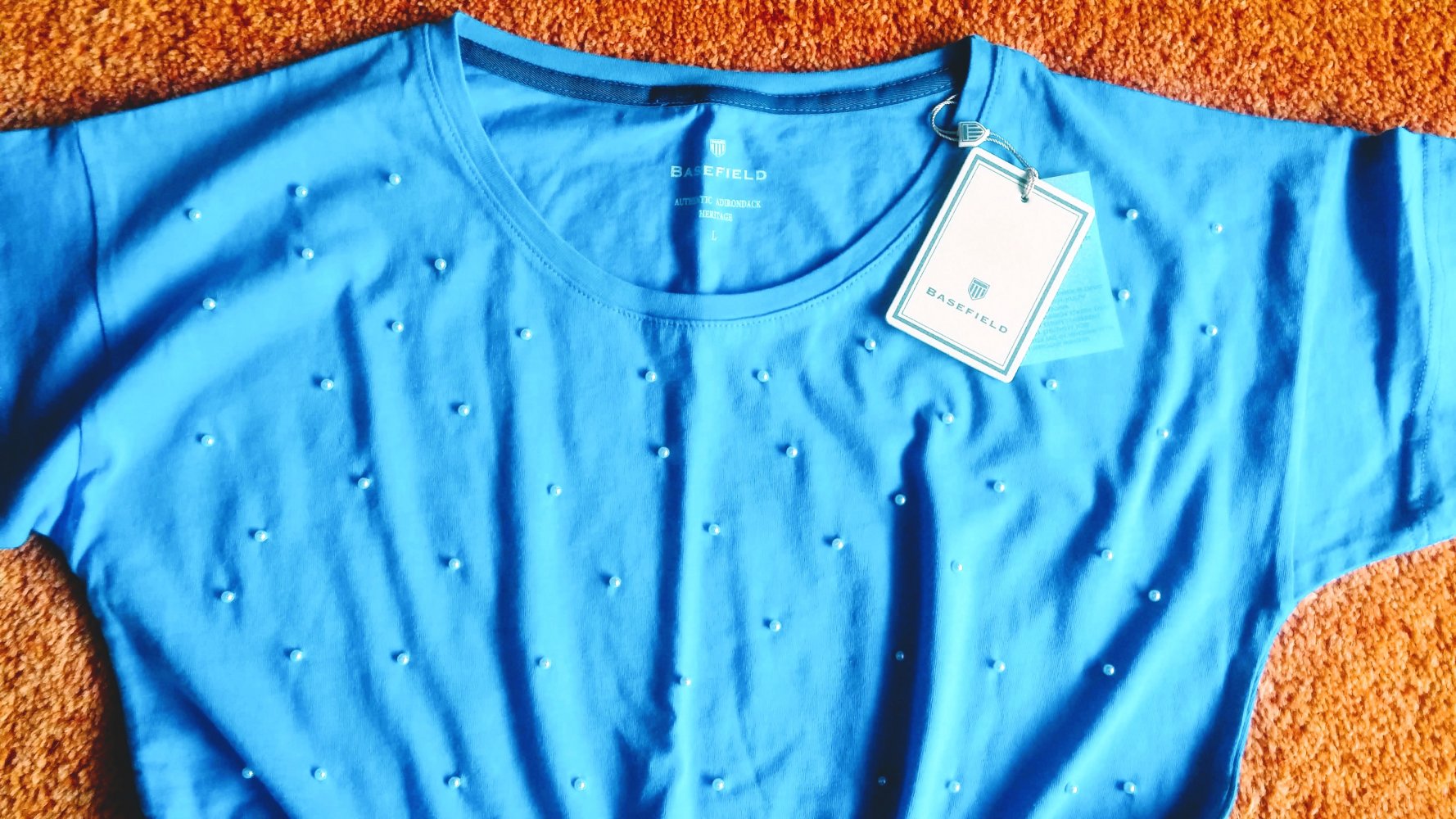 NEU Damen Shirt Perlen Verzehr Gr.L in Blau von Basefield P.25,99€ 