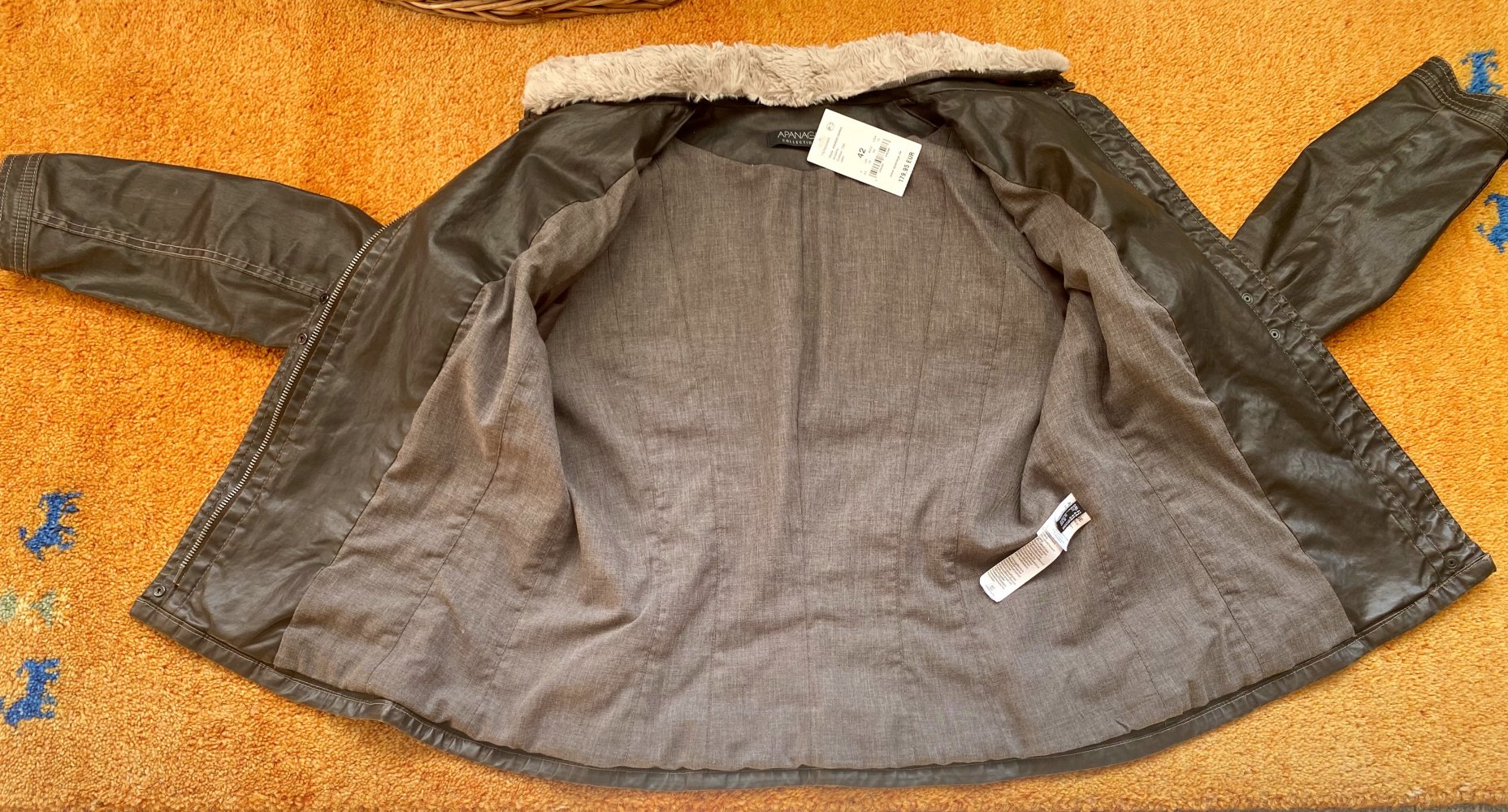 NEU Damen Jacke Leder Imitat Gr.42 in Graubraun von Apanage P.179,95€ 