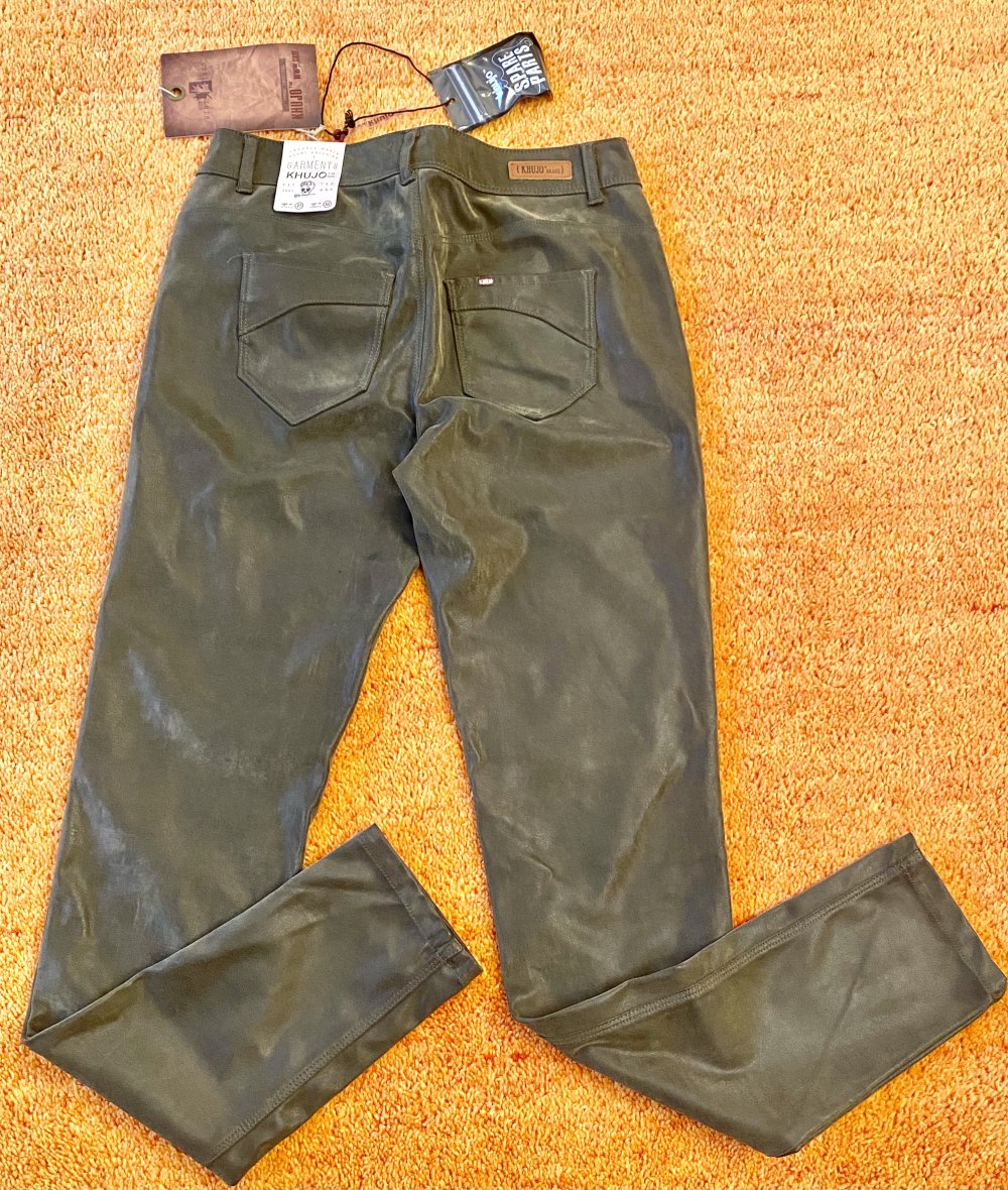 NEU Damen Hose Stretch Lederimitat Gr.36(27/32) in Khaki Grün von Khujo 