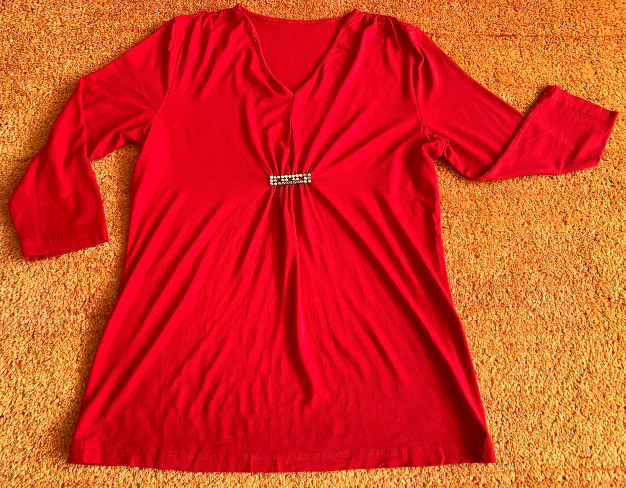 Damen Shirt Jersey Longshirt Glitzer Gr.M in Rot NW 