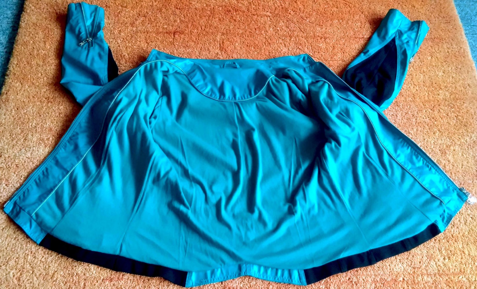 Damen Jacke Bikerjacke im Leder-Look Gr.38 Türkis/Schwarz edel & hochwertig NW