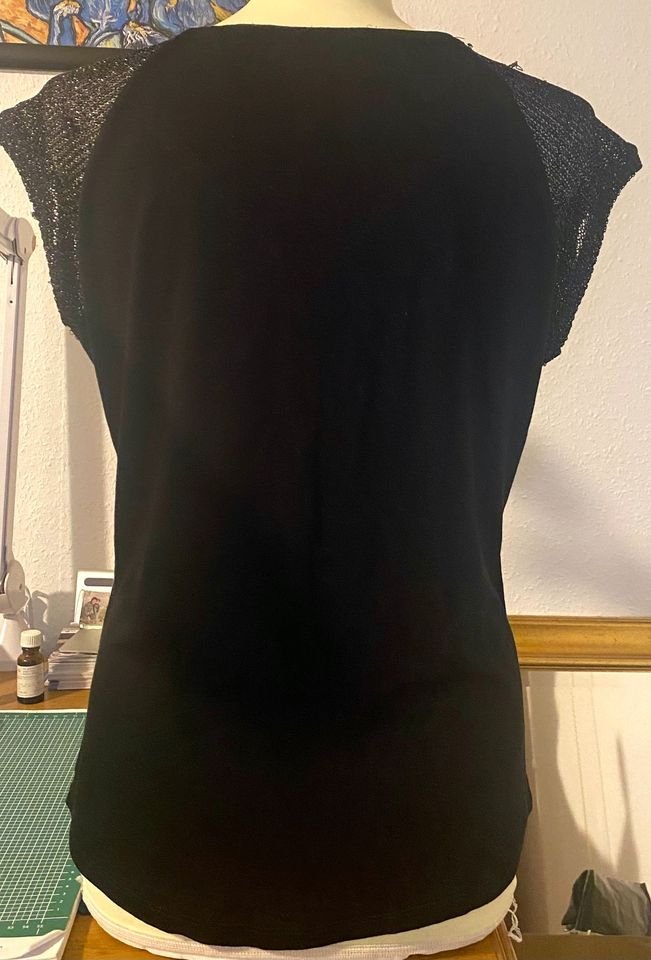Damen Shirt Sommer Jersey mit Glitzer Details Gr. M Schwarz Gran De Malice