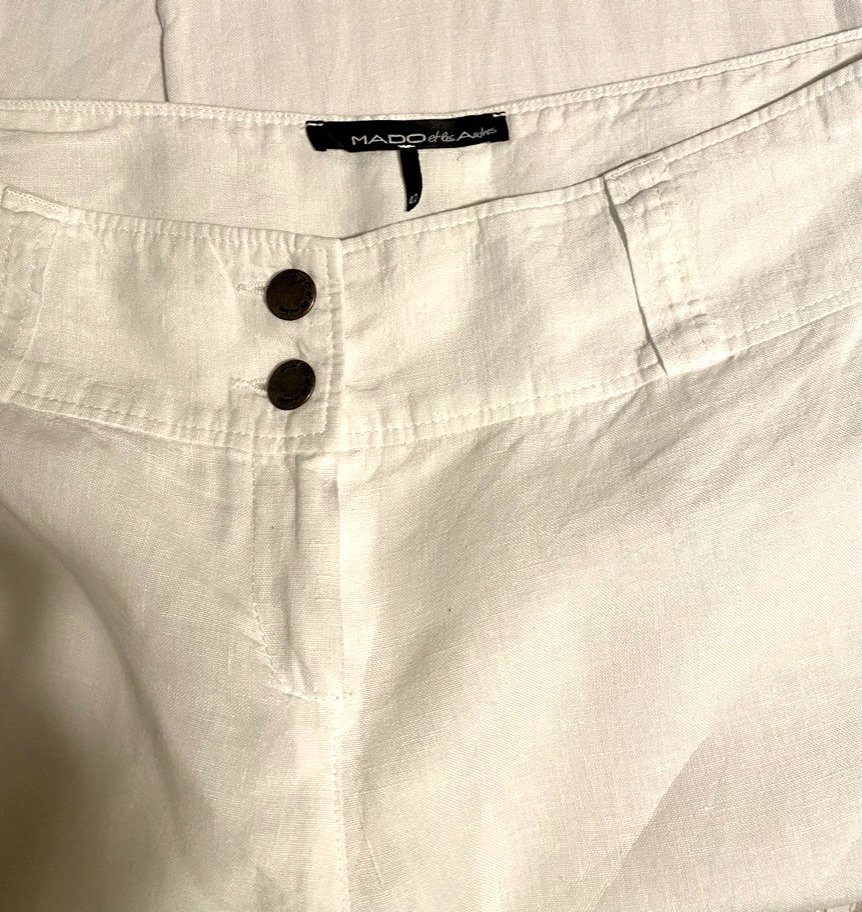 Damen Hose Sommer aus Leinen Gr.42 Weiß mado et les autres NW 