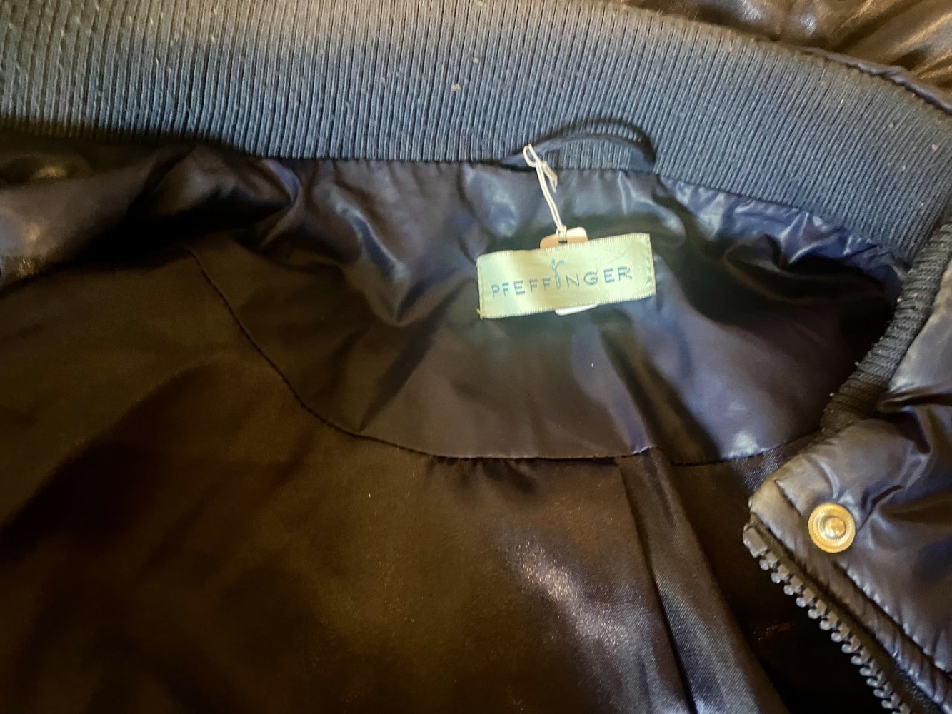 Damen Jacke Winter Steppmantel Gr.38 in Blau von Pfeffinger abnehmbare Kapuze mit Fellbesatz 