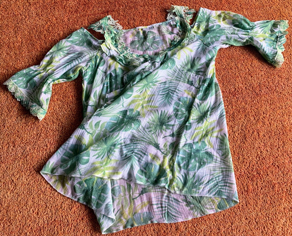 Damen Kleid Sommer Spitzen Tunika Gr.M Bunt gemustert Laura Torelli 