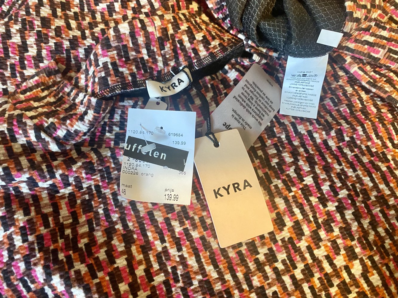 NEU Damen Kleid Jersey gemustert Gr.46 in Multicolor von KYRA „Indra“ P.139,99€ 