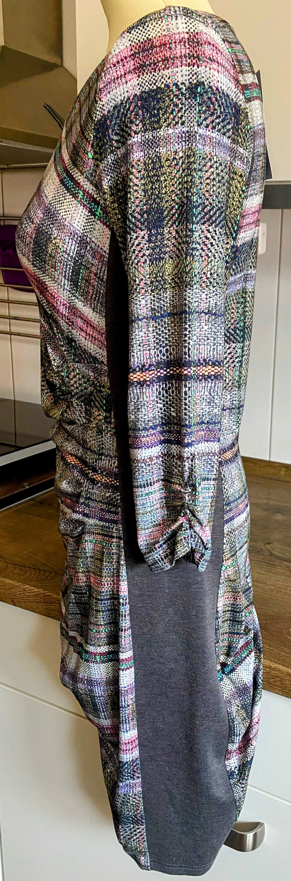 NEU Damen Kleid Stretch Etui Gr.36 in Grau/Bunt von Malvin 