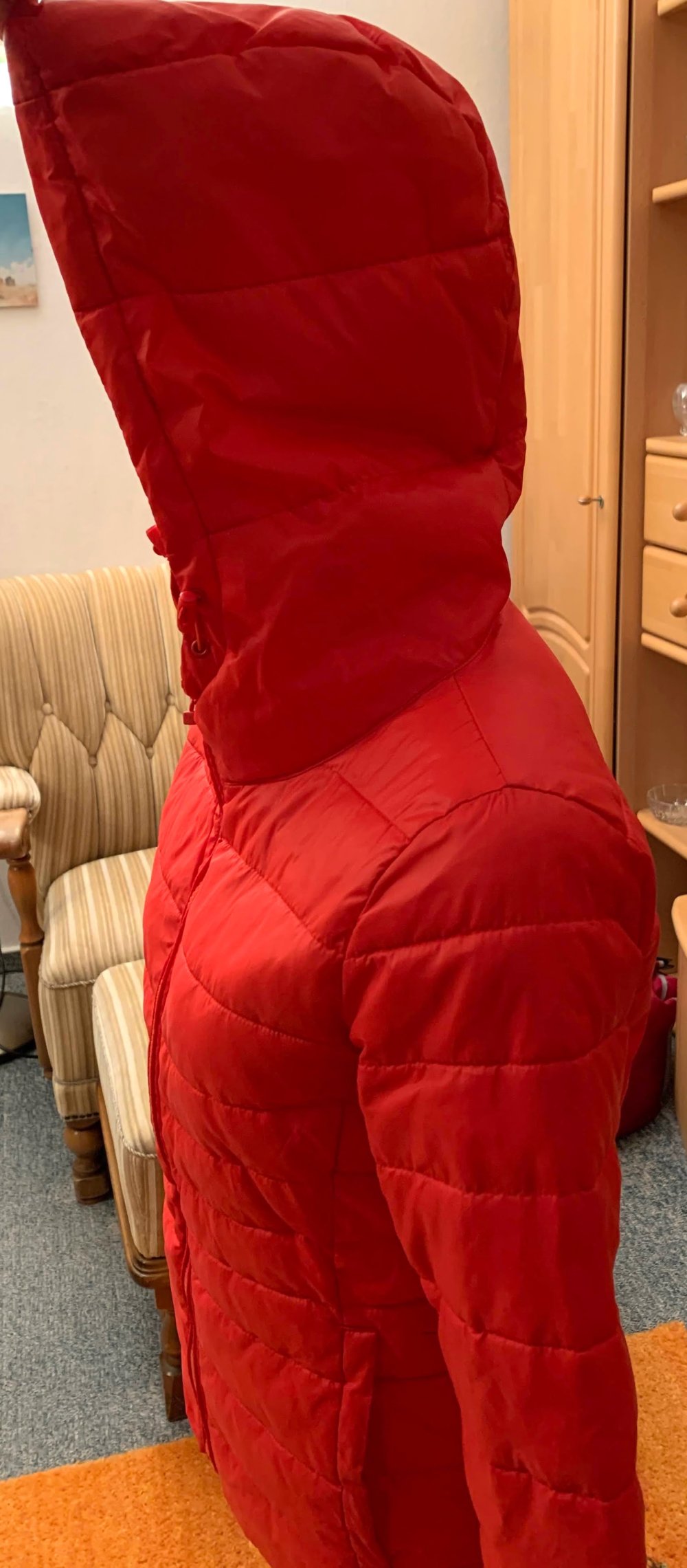 Damen Jacke Winter Steppjacke Parka mit Kapuze Gr.S in Rot Only NW 