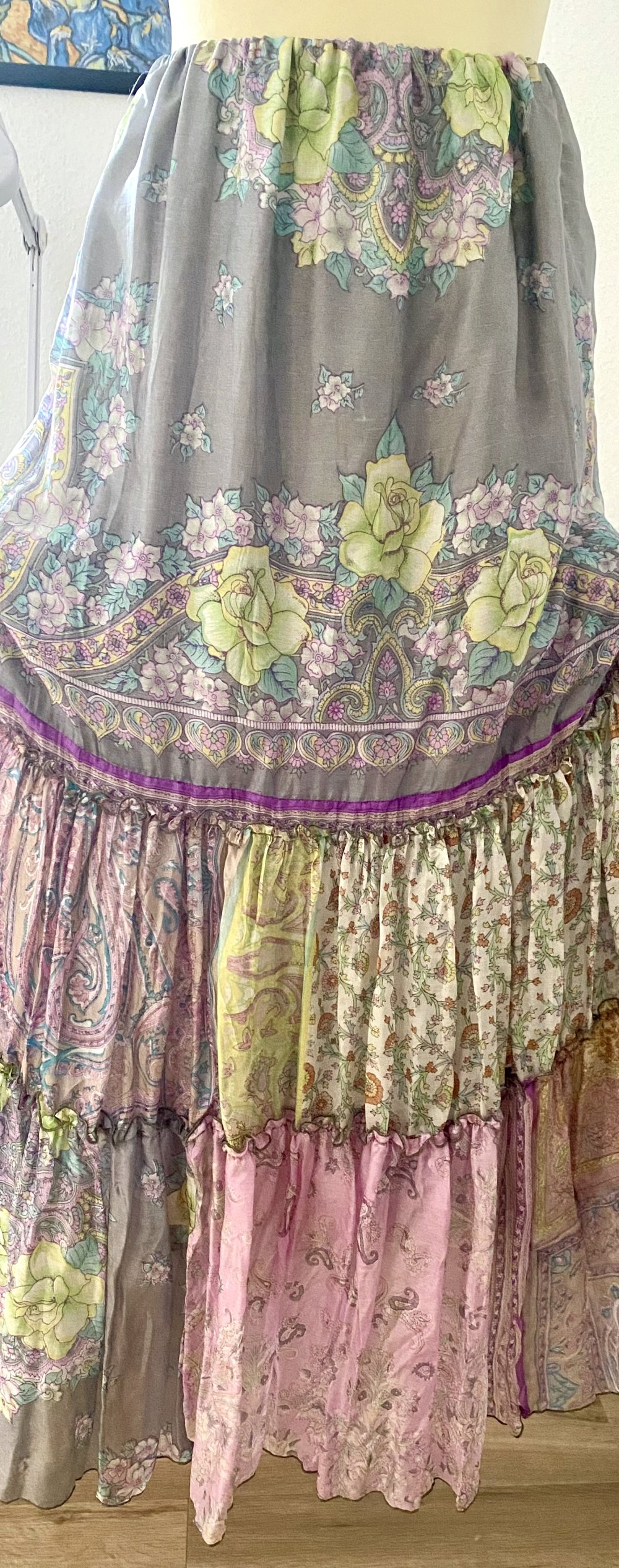 NEU Damen Rock Seide Sommer Maxi Gr.S/M Multicolor Floral Anna Rita N P.209,90 €