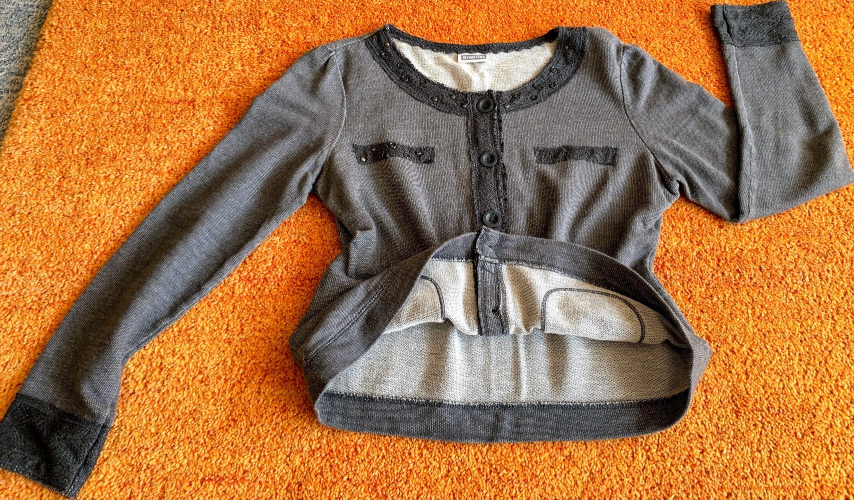 Damen Jacke Strick mit Pailletten Gr.S in Grau von Street One NW 