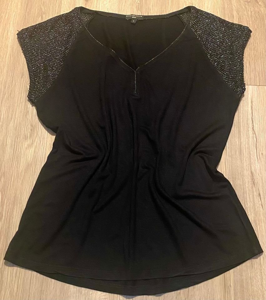 Damen Shirt Sommer Jersey mit Glitzer Details Gr. M Schwarz Gran De Malice