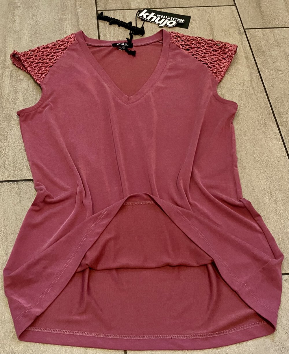 NEU Damen Shirt Sommer Stretch Bluse mit Spitze Gr.S Beerenrot Khujo „Avonmora“ 