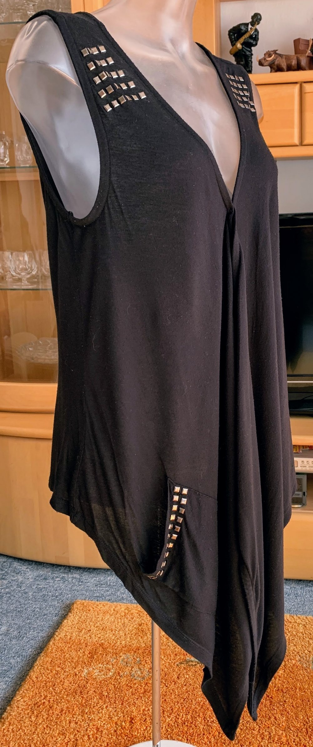 Damen Poncho Überwurf Zipfelig Gr.S in Schwarz von Boule 
