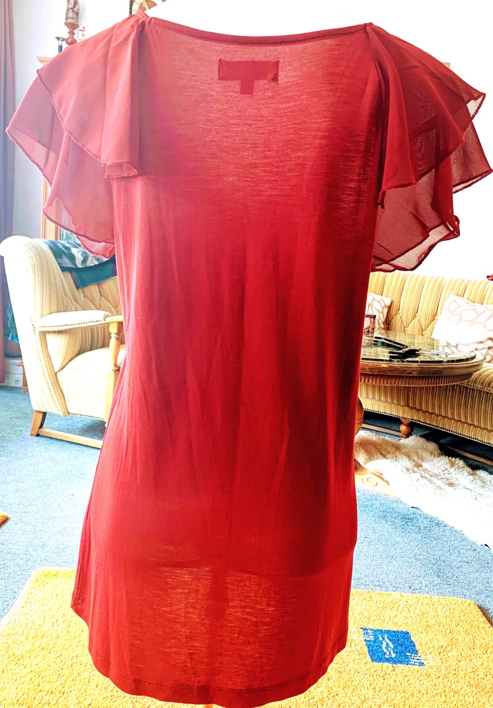 Damen Shirt Sommer Tunika mit Flügelärmeln Gr.M Ziegel Fresh Mode Collection NW 