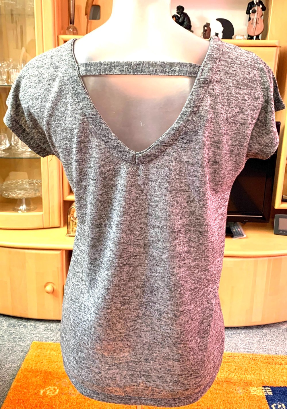 Damen Shirt Feinstrick mit Kimono-Ärmeln Gr.38 Grau meliert Janina NW 