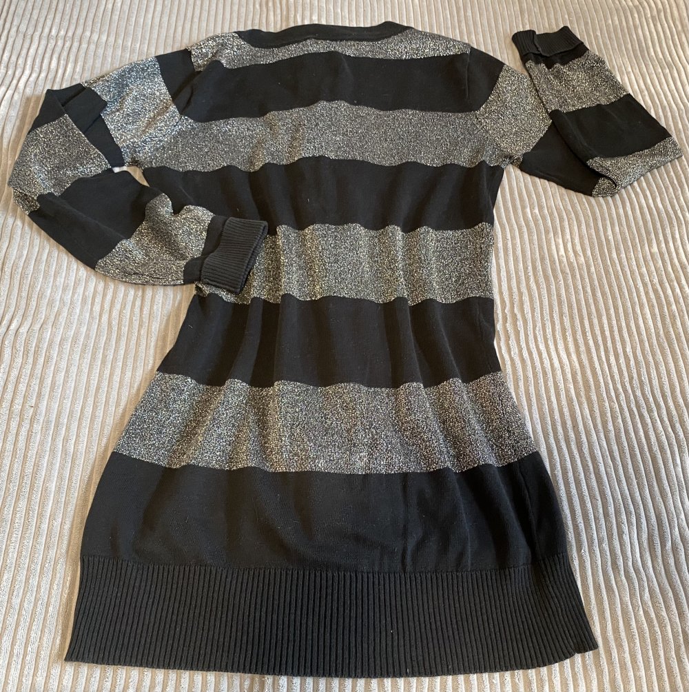 Damen Pullover Long fein Strick ???? Gr.M Schwarz/Glitzer gestreift von Ump 