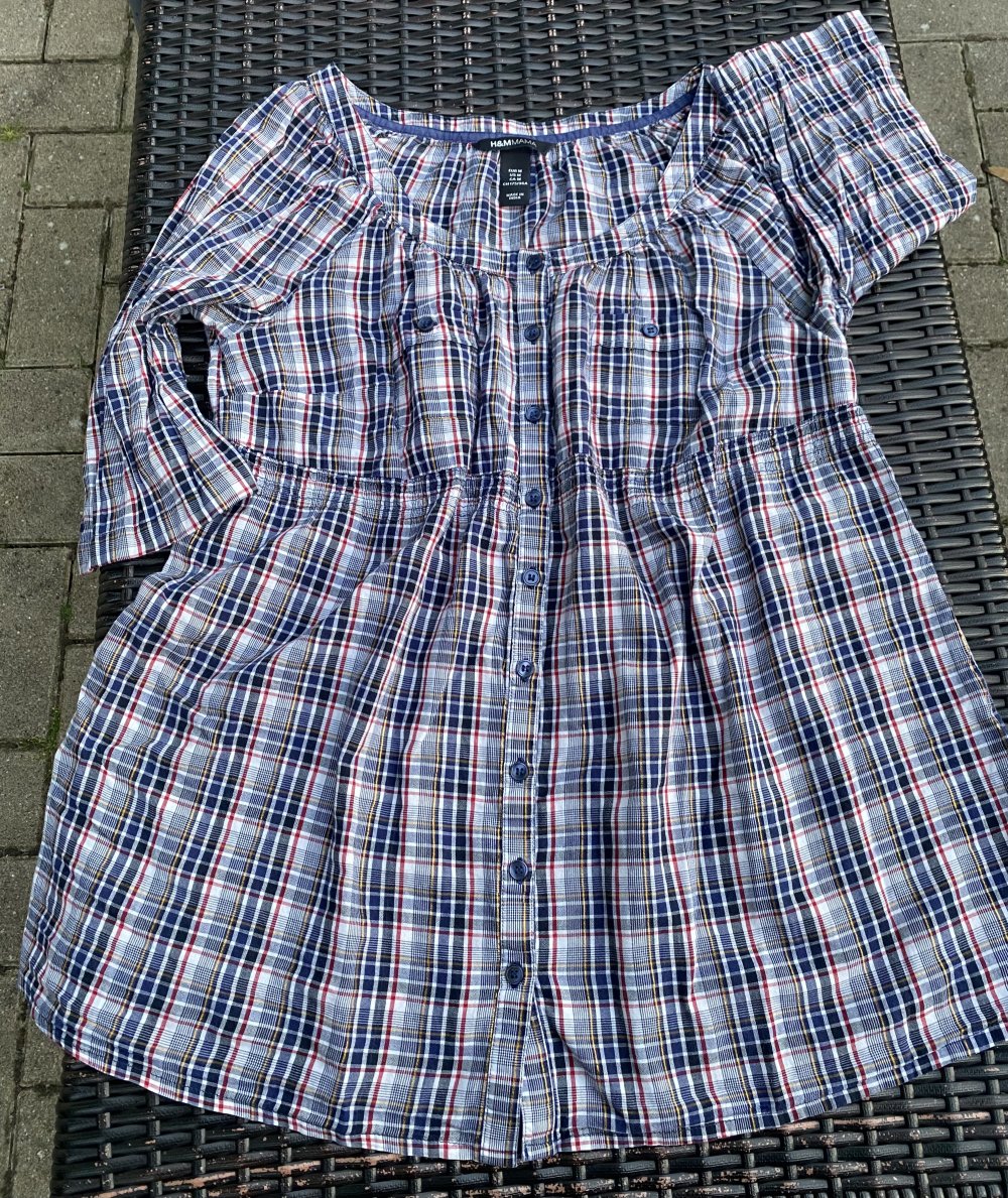 Damen Bluse Sommer Empire Crash Gr.M Bunt kariert von H&M Mama