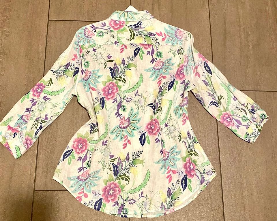 NEU Damen Bluse Leinen Sommer Gr. 40 in Weiß von Adagio P.39,99€ 