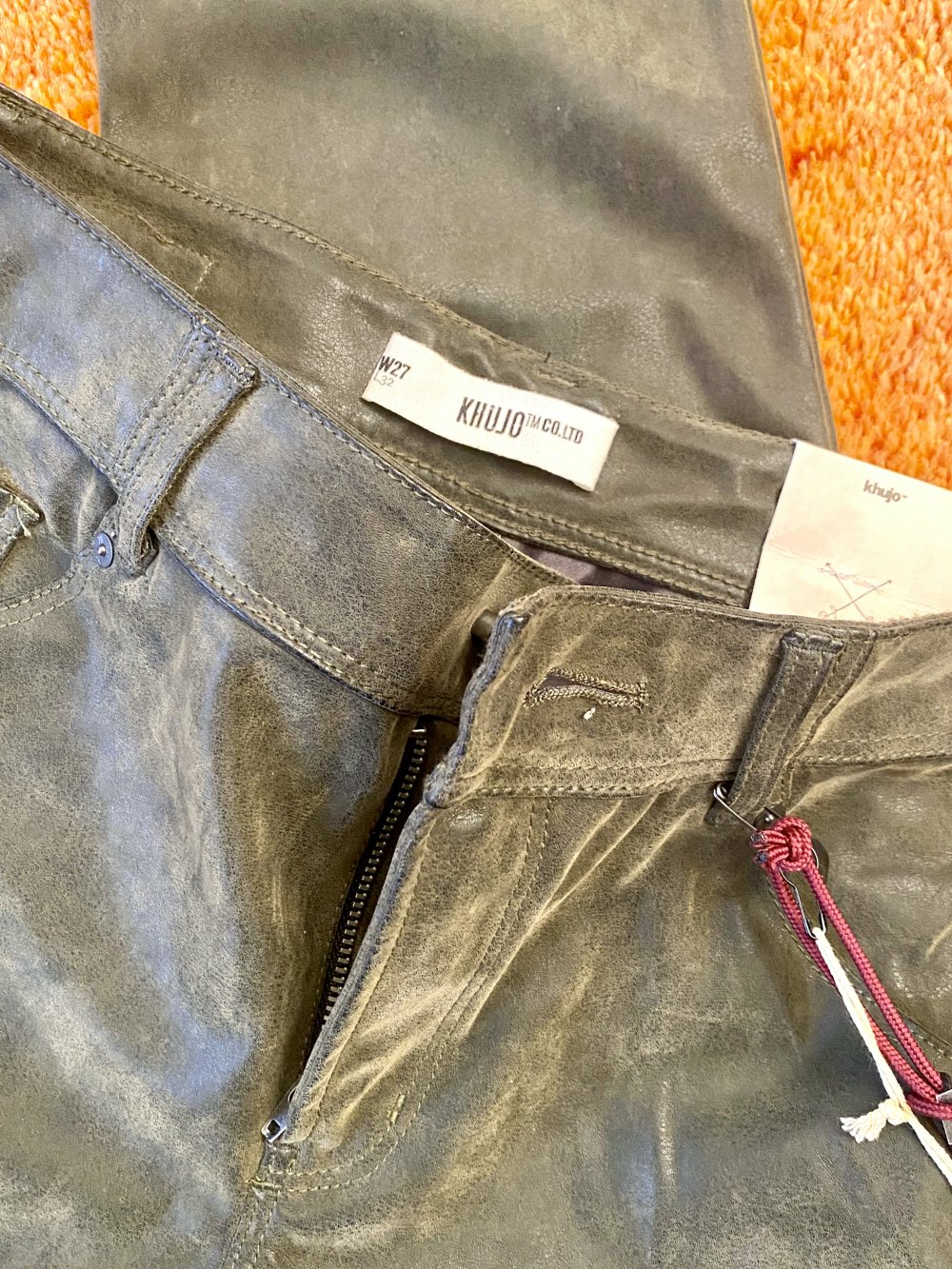 NEU Damen Hose Stretch Lederimitat Gr.36(27/32) in Khaki Grün von Khujo 