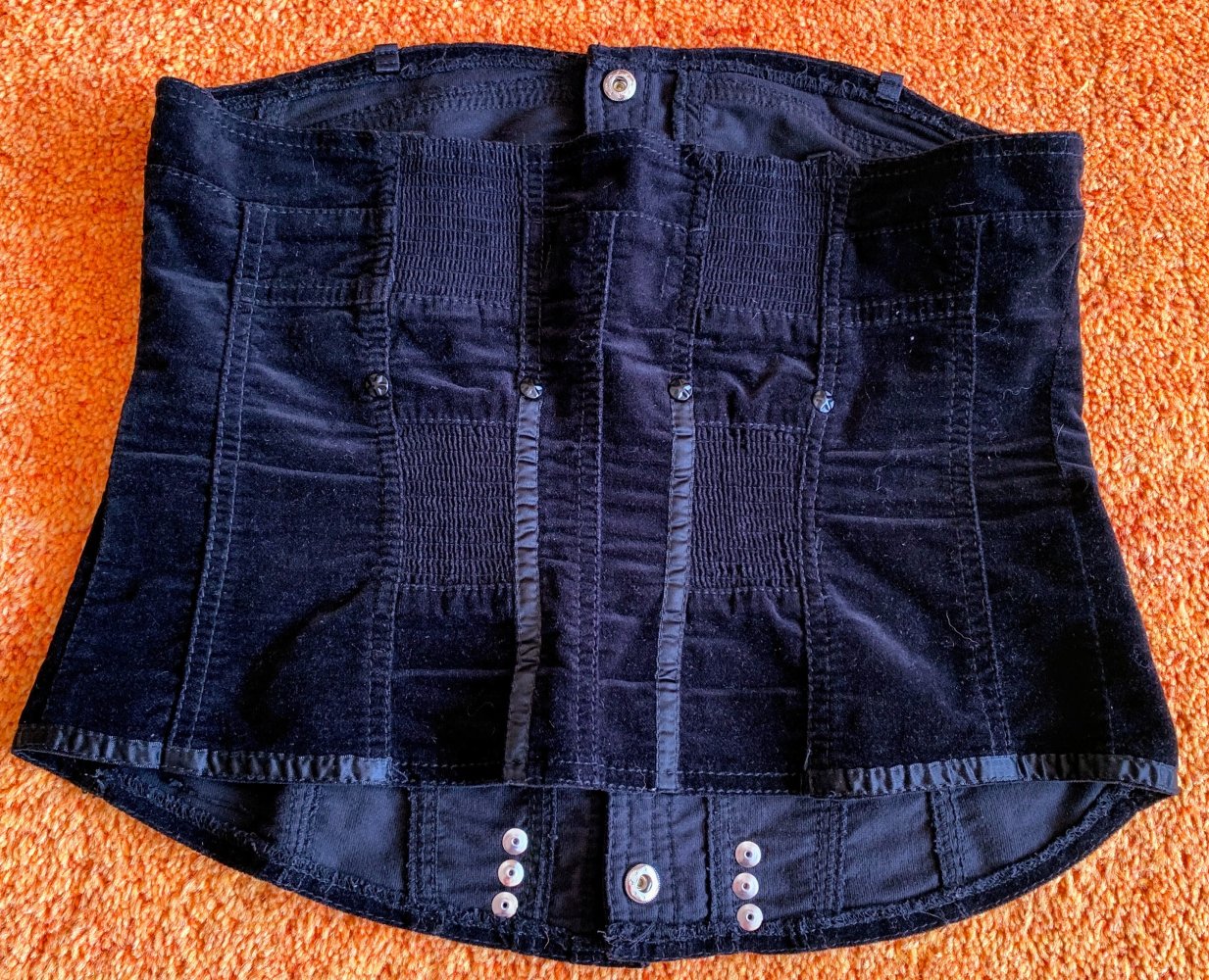 Damen Korsage Glitzerknöpfe & Satinband Gr.S in Schwarz von Selection For You 