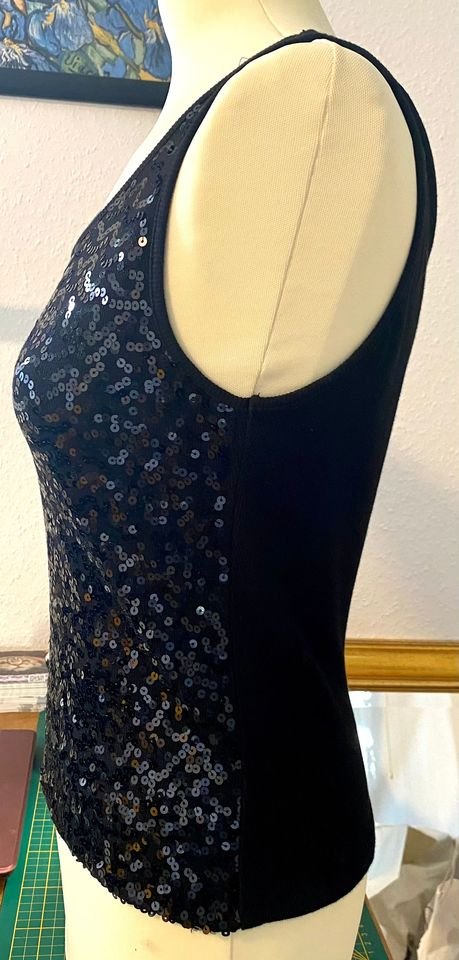 Damen Top Sommer Jersey mit Pailletten Gr.XS in Schwarz von Sure NW 