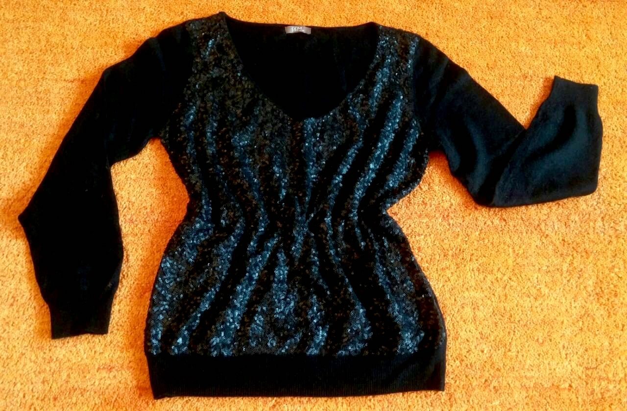 Damen Pullover Angora-Mix mit Pailletten Gr.S Schwarz von GDM NW 