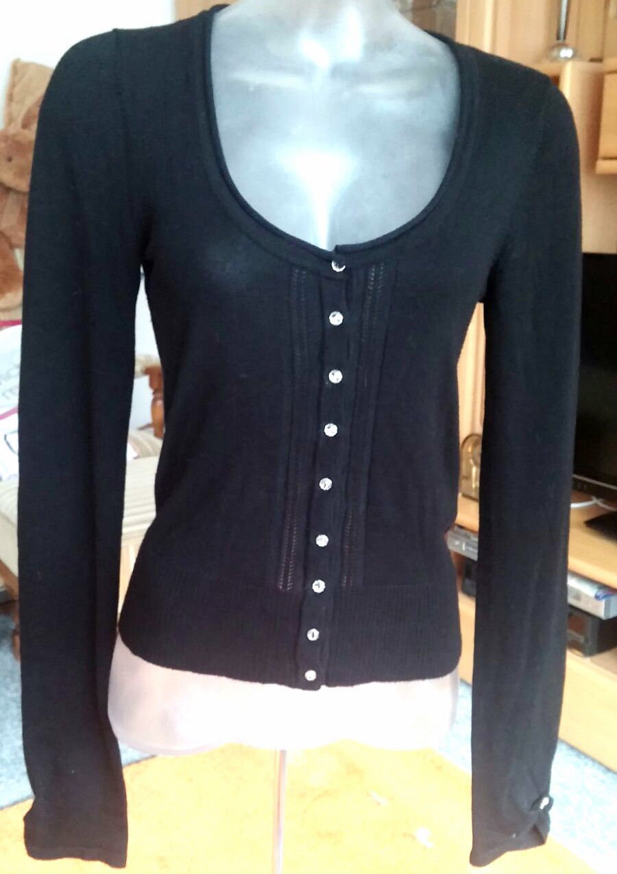 Damen Jacke Strickjacke fein mit Glitzerknöpfen Gr.38 in Schwarz von Orsay 