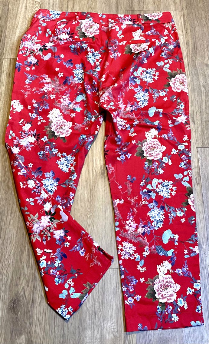Damen Sommer Hose Stretch mit Floralprint Gr.40 in Rot/Bunt von Orsay 7/8-Länge 