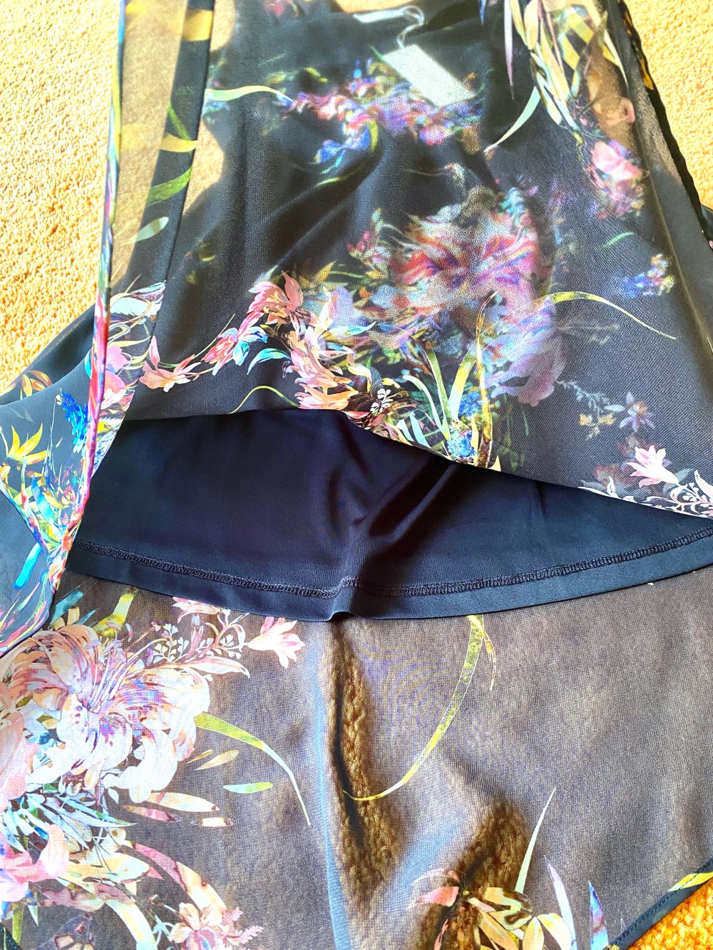 NEU Damen Sommerkleid mit Trägern Gr.36 Zipfelig Schwarz/Bunt von Monari P.119,99€ 