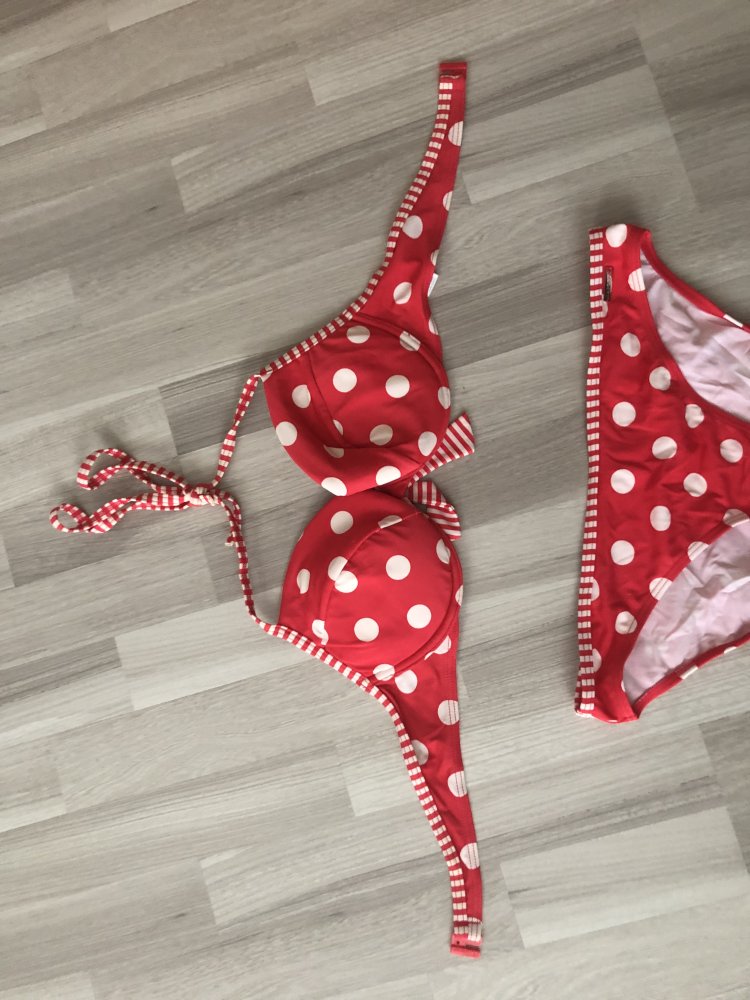 Rot weißer Push Up Bikini Lascana - 50er Jahre - 40B/40C - TOP Zustand!