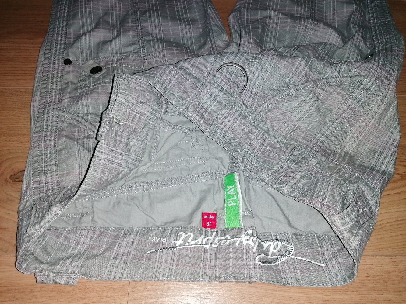 Edc Esprit Play Damenhose Turn-up Stoffhose Kariert Gr. 38 Regular