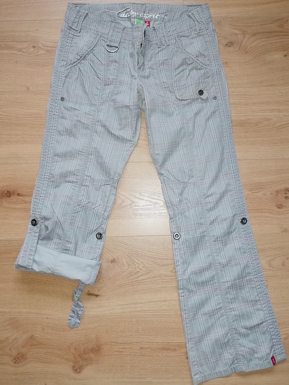 Edc Esprit Play Damenhose Turn-up Stoffhose Kariert Gr. 38 Regular