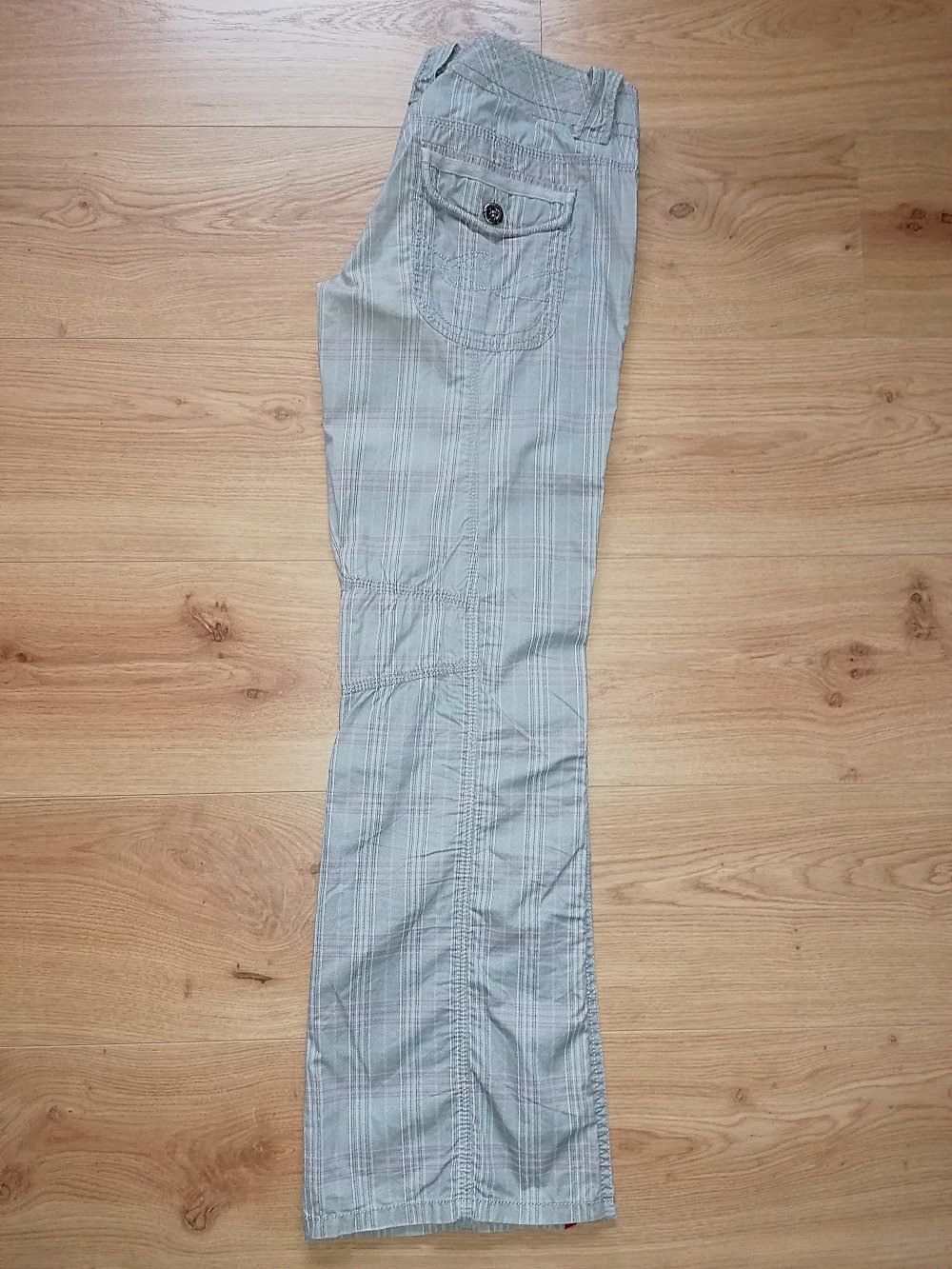 Edc Esprit Play Damenhose Turn-up Stoffhose Kariert Gr. 38 Regular