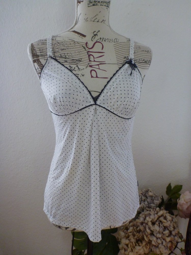 weißes Top mit schwarzen Punkten von Esprit Gr. 38