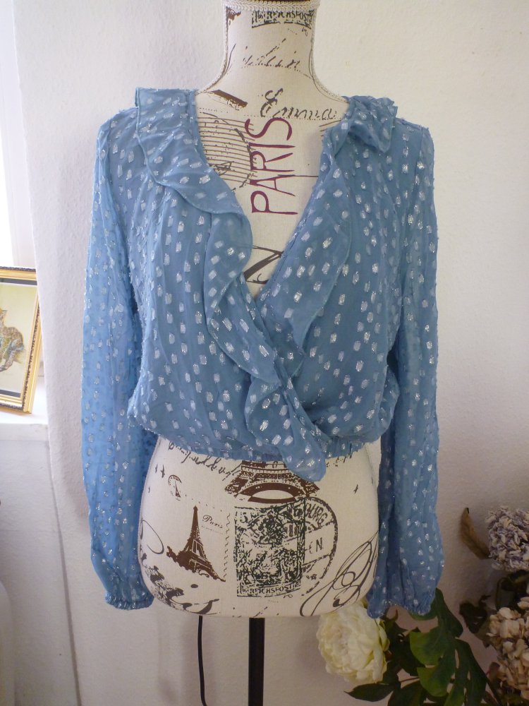 blau silberne Bluse von Gina Tricot, Gr. S/36, neu