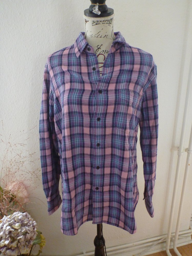 rosa blau lila kariertes Flannel Hemd Gr. L