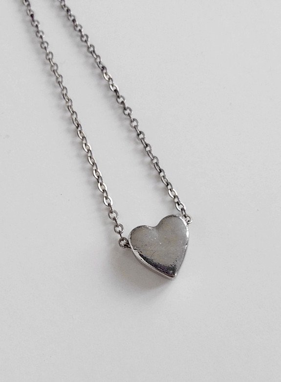 Kette mit Herz Anhänger, silberfarben