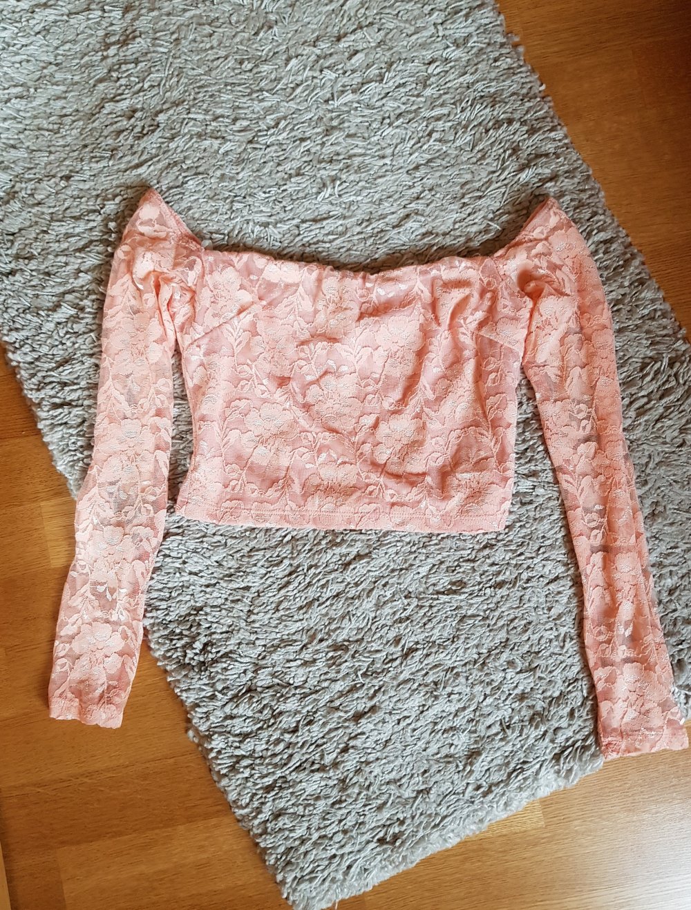 Croptop Spitze Pastellfarben  apricot rose Gr.S neu