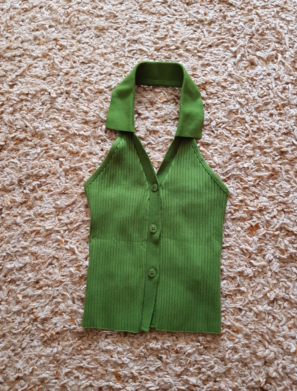 Zara grünes Top mit Polokragen Rückenfrei  Gr.S