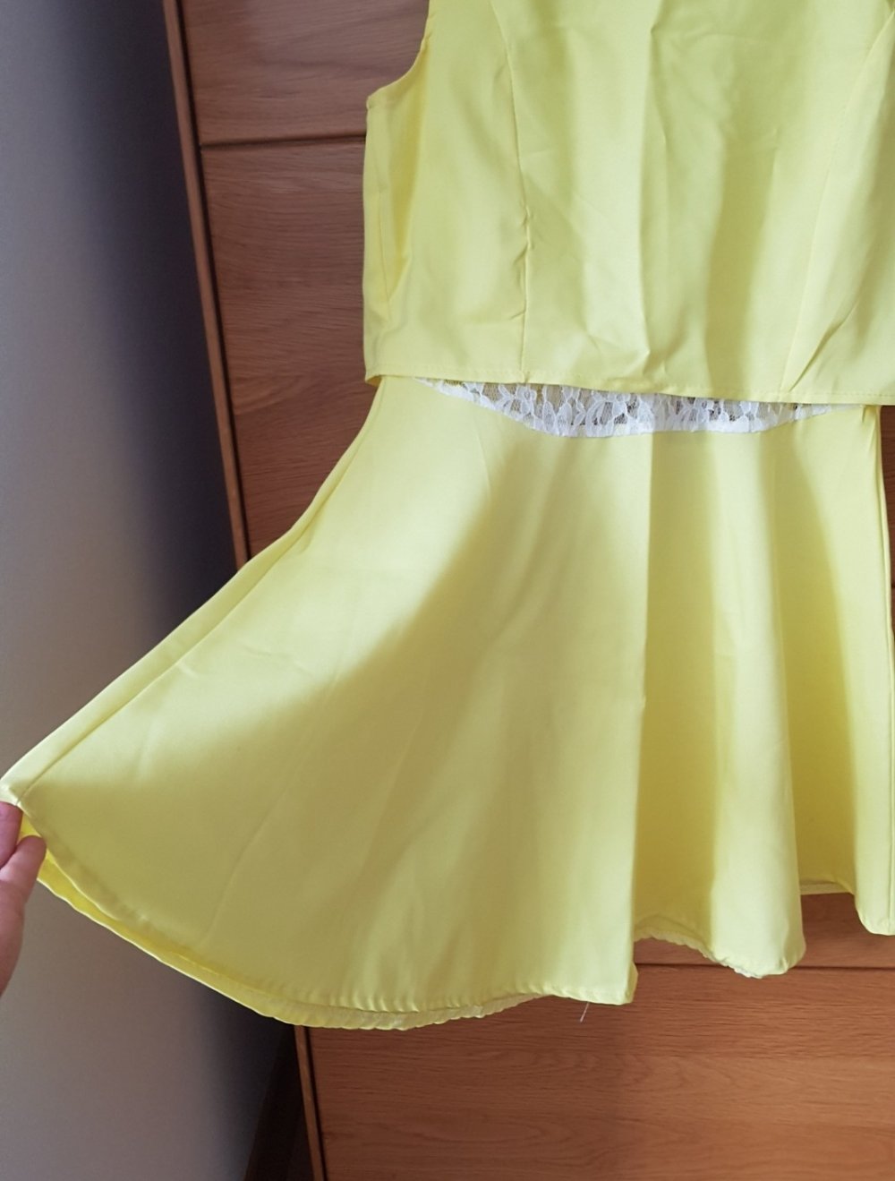 Gelbes  Sommerkleid kurz mit Spitze Y2k Gr.XS
