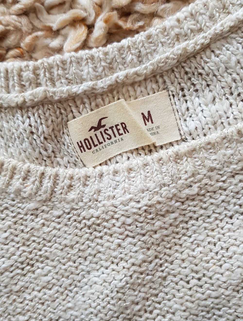 Hollister  Pullover mit Pailleten  creme beige Gr.M