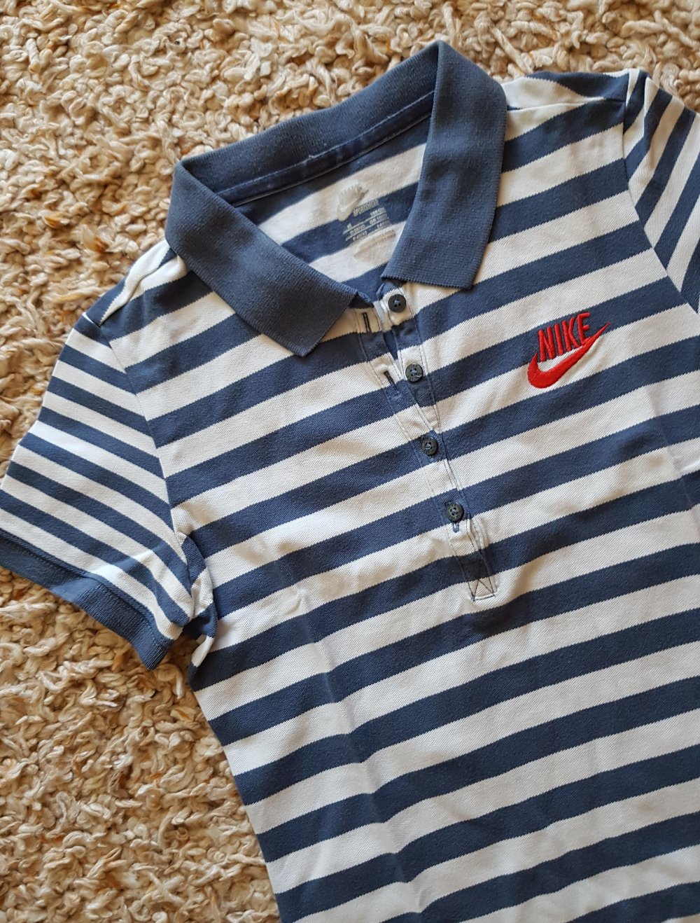 Nike Vintage Polo Shirt Streifen blau weiß Gr.M