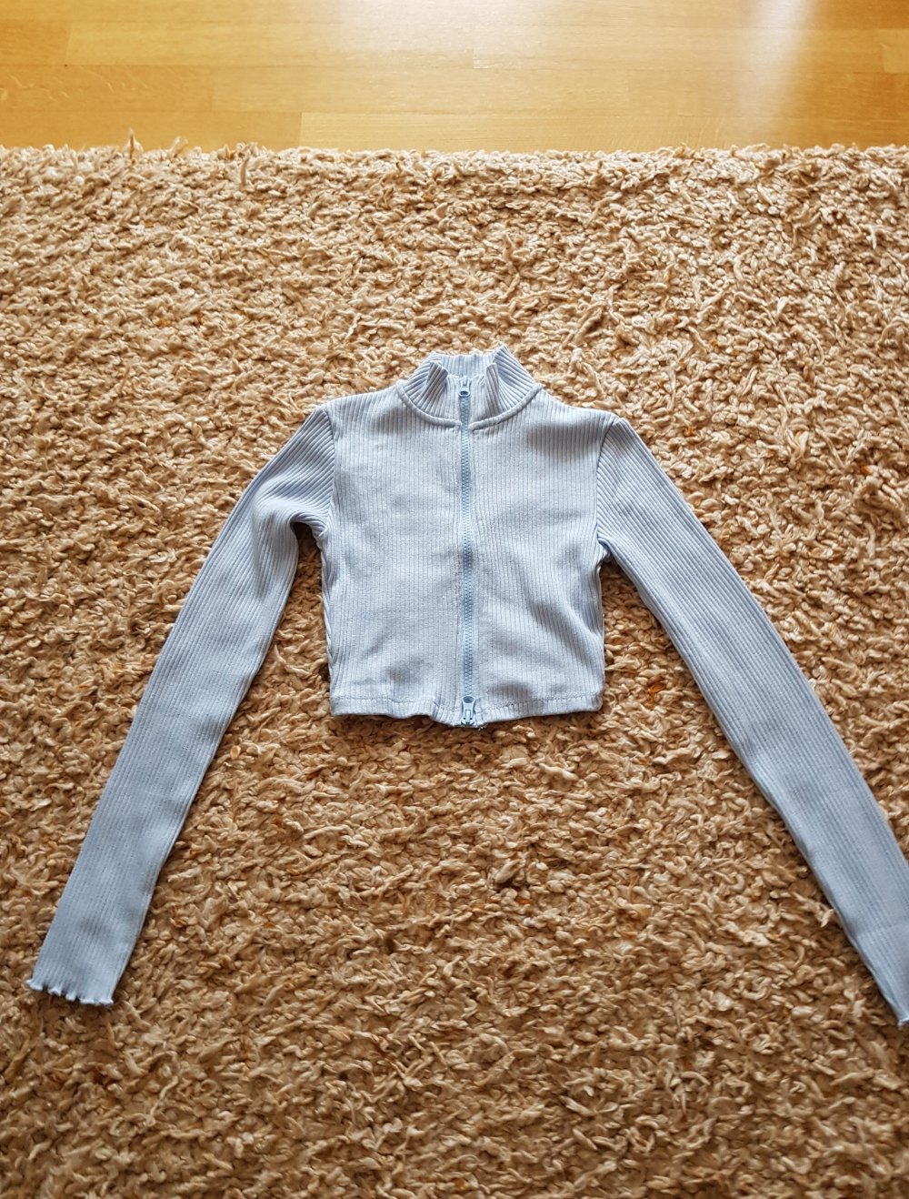 Strickjacke  Jacke Rippstrick cropped Gr.M hellblau