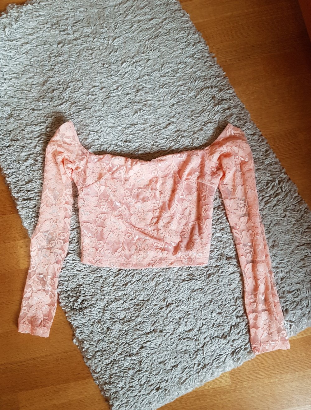 Croptop Spitze Pastellfarben  apricot rose Gr.S neu