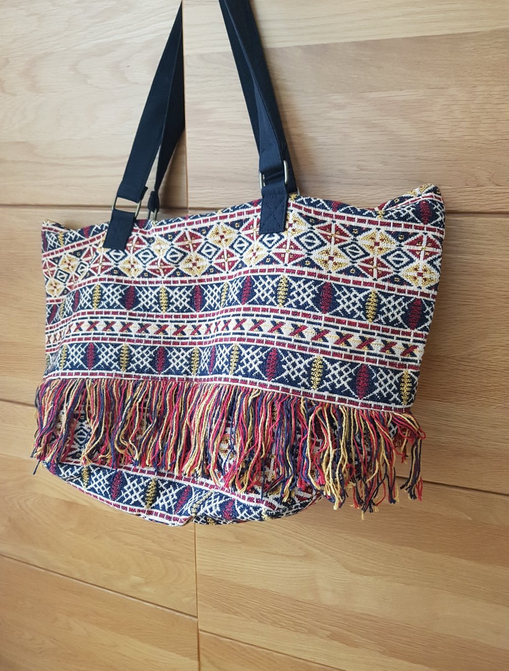 Große bunte   Boho Tasche  Strandtasche Urlaubstasche mit Fransen