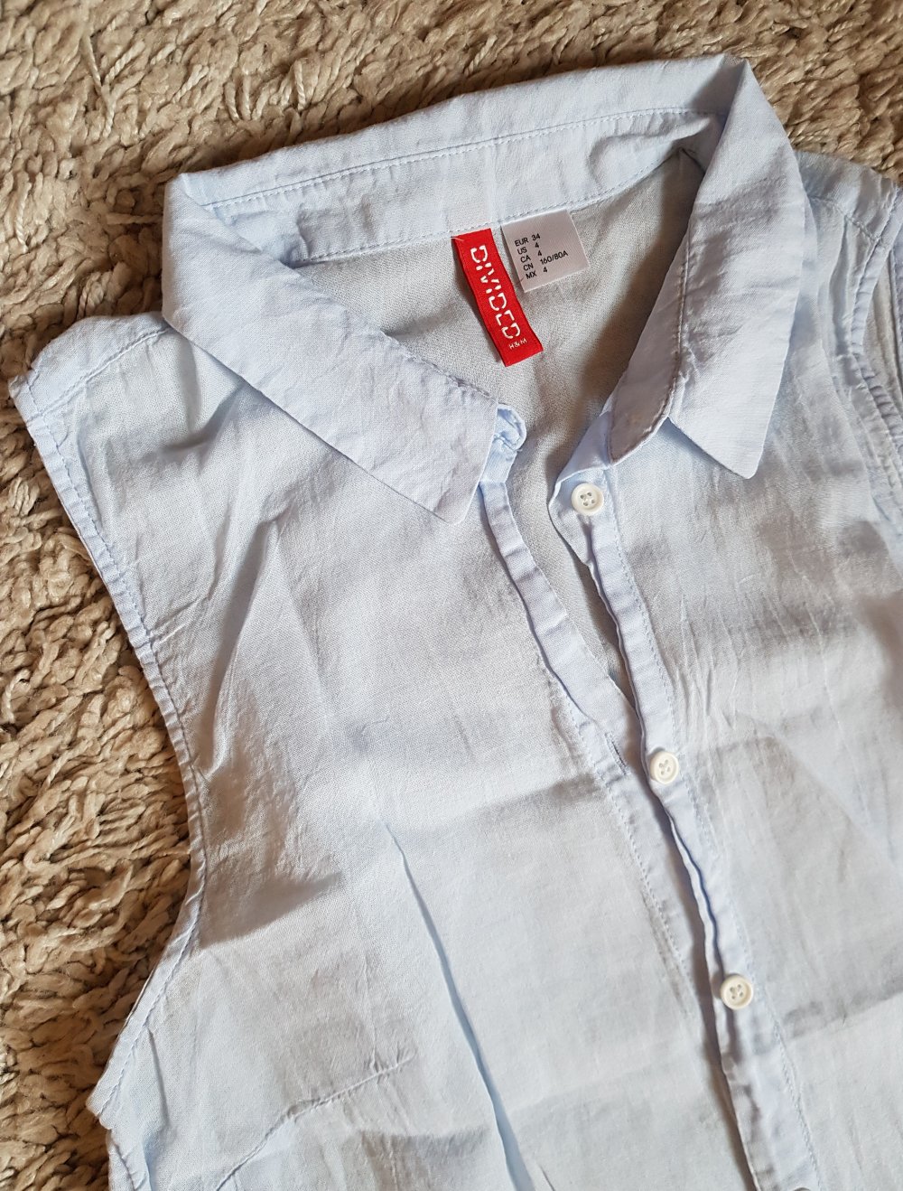 Hellblaue Bluse 100%Baumwolle Gr.34