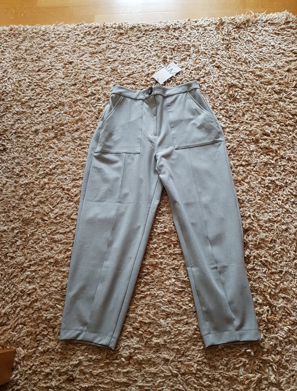 Zara hellgraue Jogger Hose mit Ziernaht Sommer Stoffhose Gr.XS neu